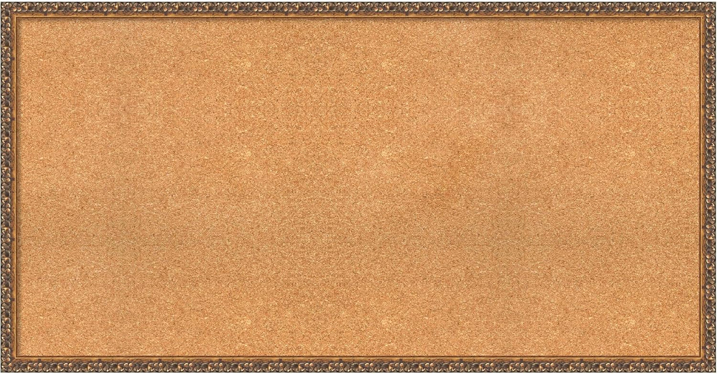 Amanti Art Natural Cork Board for Wall, 26x50 Vision Board with Bronze Frame, Oversize Corkboard Office Decor for Home Organization, Traditional Corkboard Pinboard to Display Items for Home