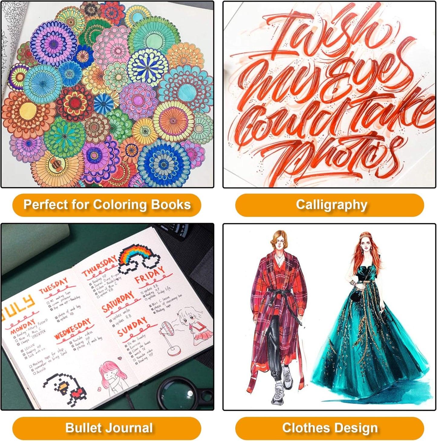 Lelix 120 Colors Dual Tips Brush Pens Art Markers with a Coloring Book, Brush and Fine Point Pens Fineliner for Adults Kids Coloring Books Calligraphy Journaling Lettering Drawing