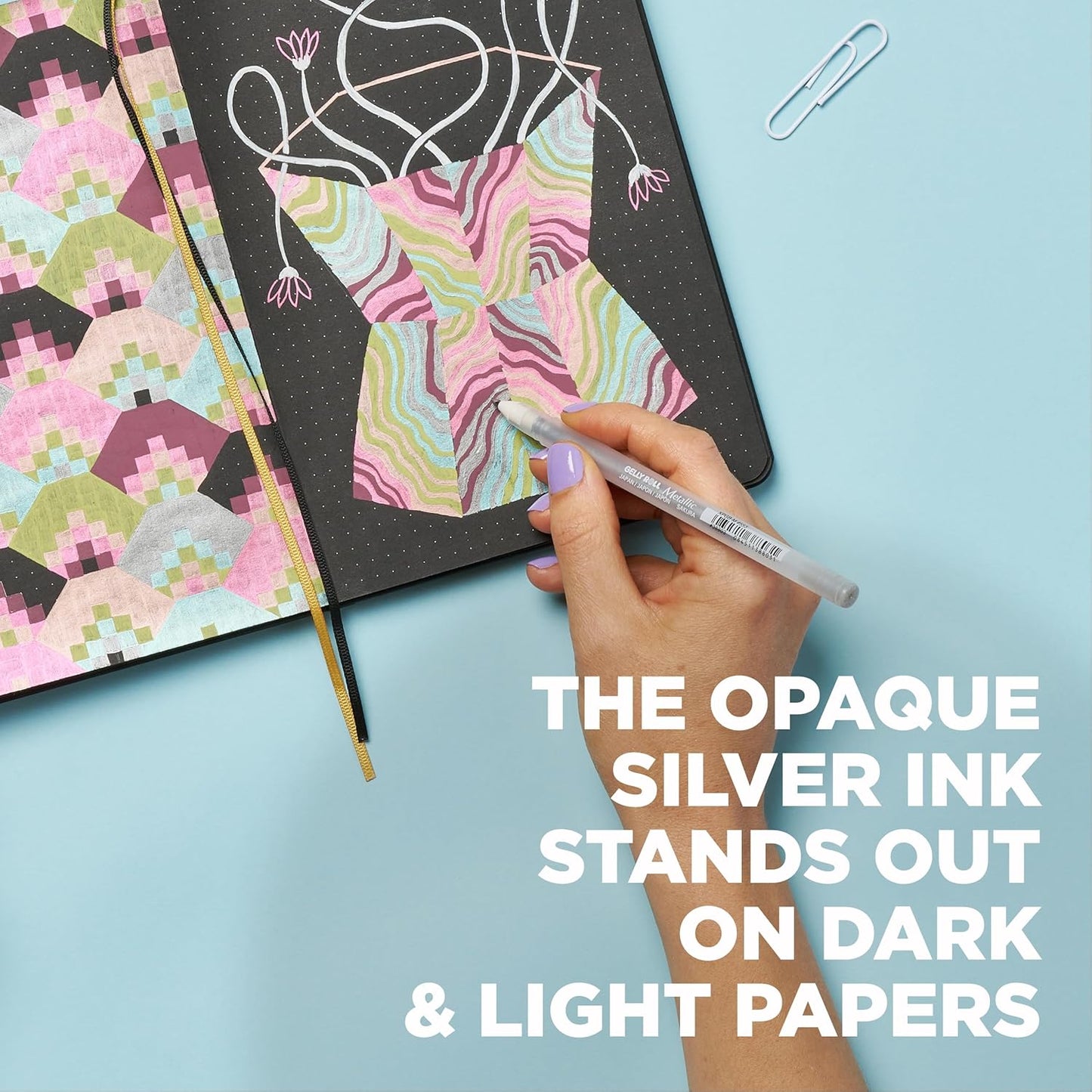 SAKURA Gelly Roll Metallic Gel Pens - Pens for Scrapbook, Journals, or Drawing - Metallic Silver Ink - Medium Line - 6 Pack