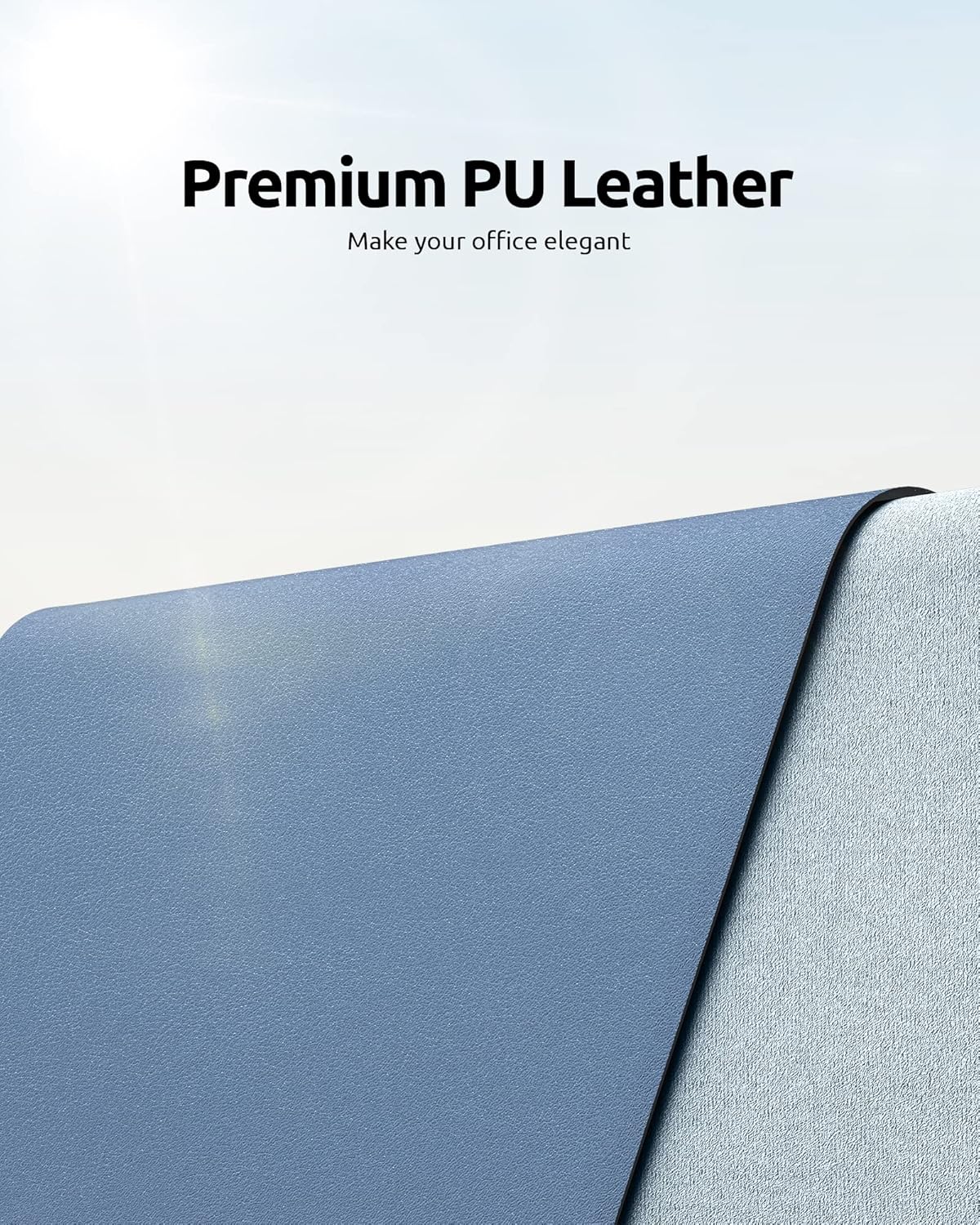 YSAGi Leather Desk Protector, Office Mat, Large Mouse Pad, Non-Slip PU Leather Blotter, Laptop Desk, Waterproof Writing Pad for Office and Home (Blue, 31.5" x 15.8")