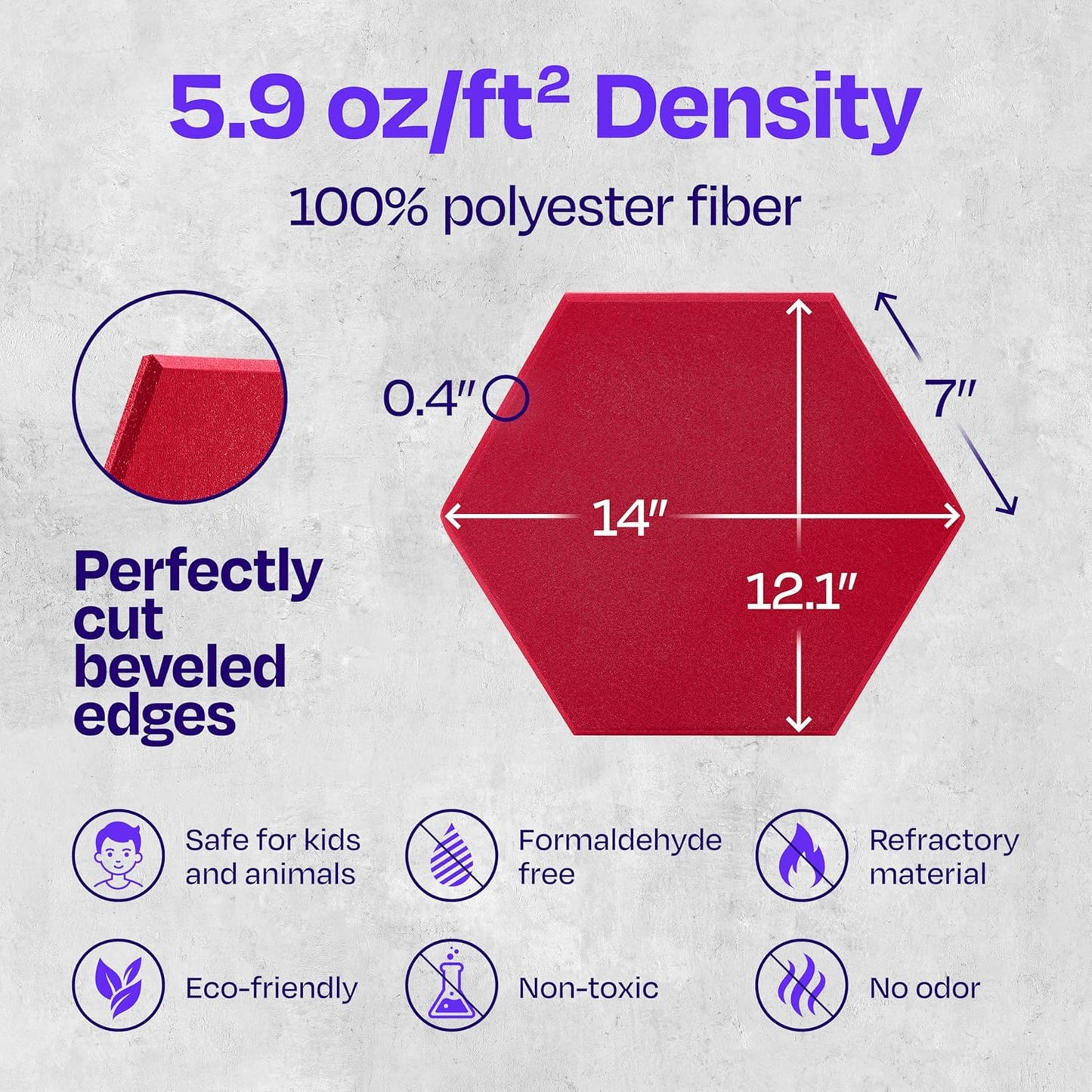 Acoustic Panels 12-Pack Soundproof Wall Panels 14"X12.1"X0.4" Sound Panels High Density Sound Dampening Panels - [Candy Red Hexagon]