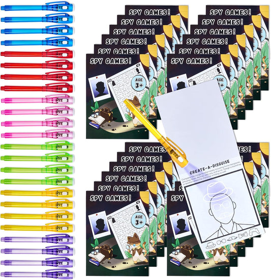 JoyCat 6 Pcs Invisible Ink Pens with UV Light for Kids with Notebooks,Spy Pen Magic Markers for Secret Message,Class Prizes for Students Bulk,Birthday Gift for Boys Girls