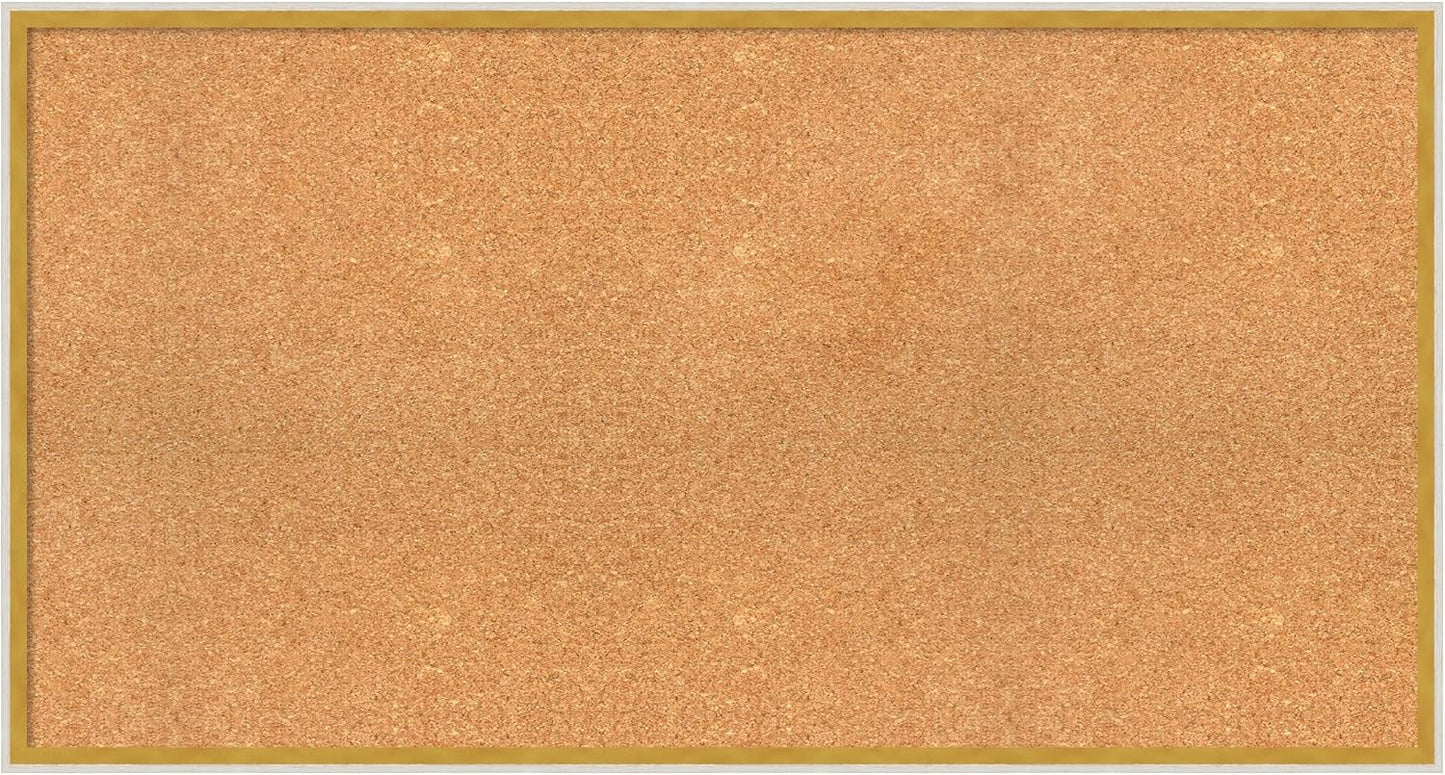 Amanti Art Natural Cork Board for Wall, 23x43 Vision Board with White Frame, Oversize Corkboard Office Decor for Home Organization, Modern Corkboard Pinboard to Display Items for Home Organization in