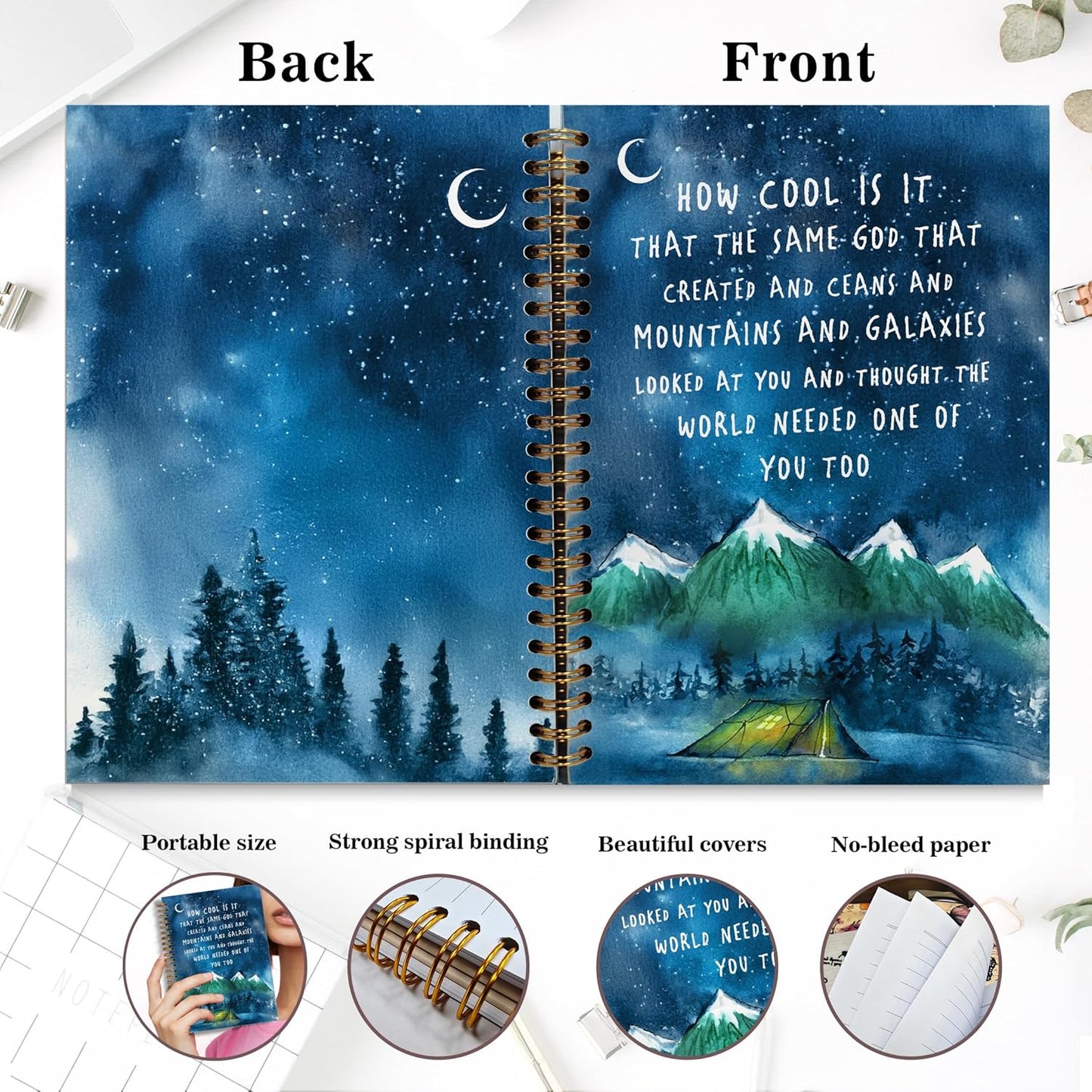 Bible Notebook, A5 Spiral Christian Journal with Floral Pink Butterfly Notebook, Bible Verse-How Cool Is It That the Same God, Inspirational Notebooks for Women, Bible Study, Gift for Birthday Christmas, Office Supplies (Green)