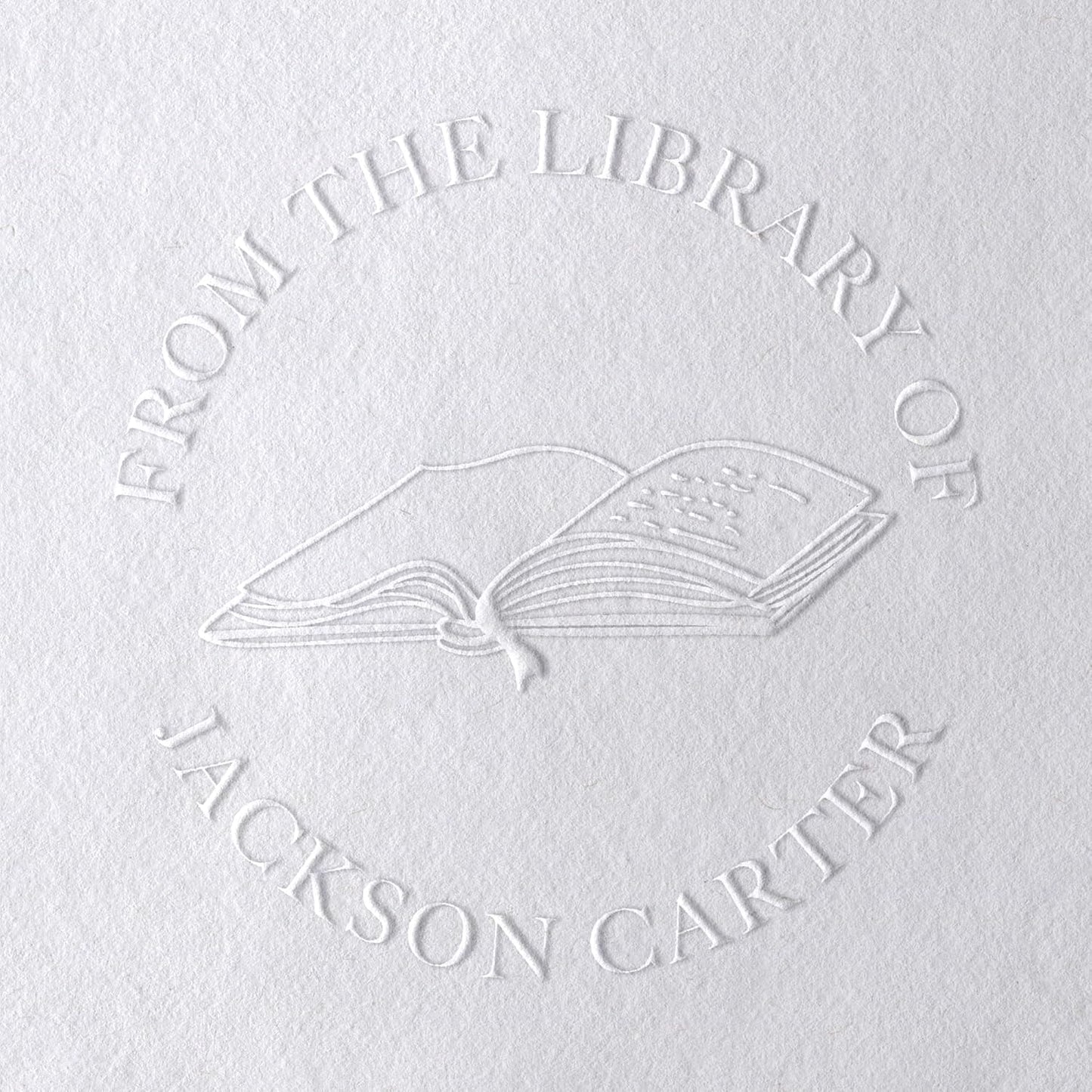 Personalized Book Embosser, Wooden Book Stamp, Self Inking Book Stamp, Custom Round Library Book Embossing Tool, Teacher School Book Stamp, Ex Libris Stamp, Gift for Book Lover (Open Book)