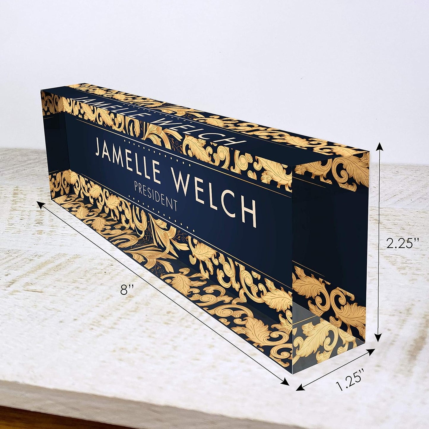 Artblox Personalized Name Plate For Desk | Black & White Marble Design On Clear Acrylic Glass | Custom Plaque Desk Name Plate Personalized Your Name And Credentials Office Office Sign Engraved Plaque