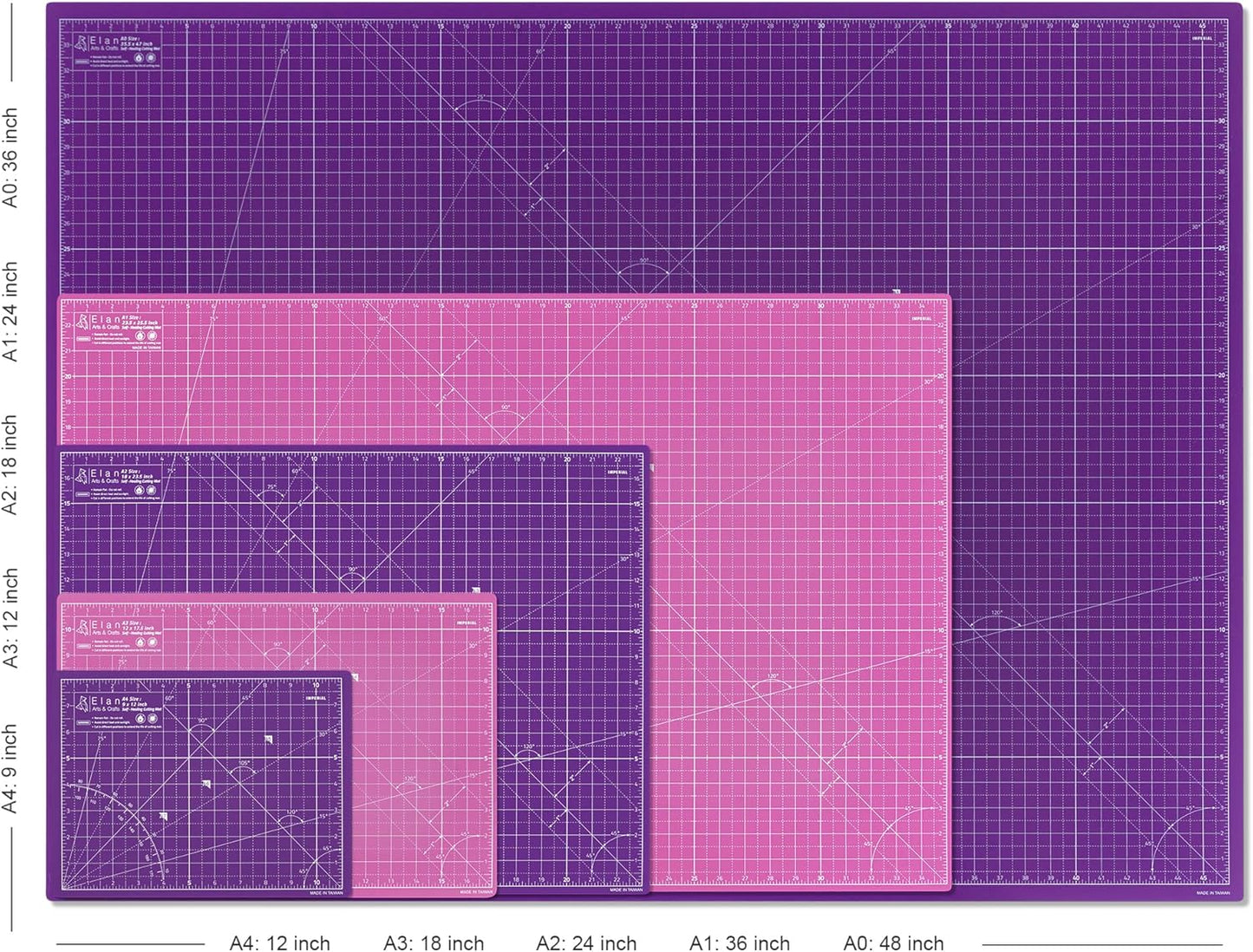 Elan Cutting Mat A3 Pink & Purple, Self Healing Cutting Mat 12x18 Inch, 5-Ply Craft Board Pink, Hobby Board for Crafts 12x18 Inch