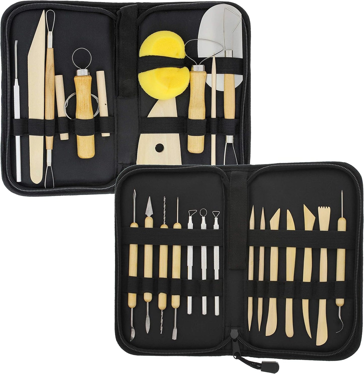 U.S. Art Supply Pottery & Clay Tools Sets (26-Piece) - 12 and 14-Piece Set Include Pottery Tools, Canvas Case for Sculpting, Ceramics, and Easy Storage & Transport