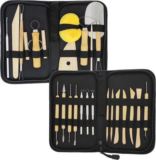 U.S. Art Supply Pottery & Clay Tools Sets (26-Piece) - 12 and 14-Piece Set Include Pottery Tools, Canvas Case for Sculpting, Ceramics, and Easy Storage & Transport