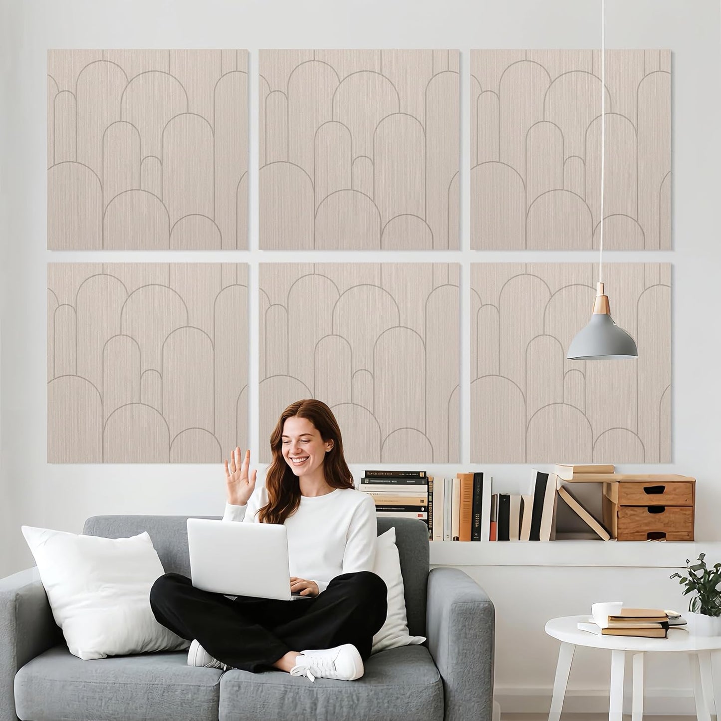 6 PCS Acoustic Panels, 23.6x23.6 Inch Sound Absorbing Panels, Decorative Acoustic Wall Panels for Recording and Home Studio, Office with Double-Sided Adhesive Tape