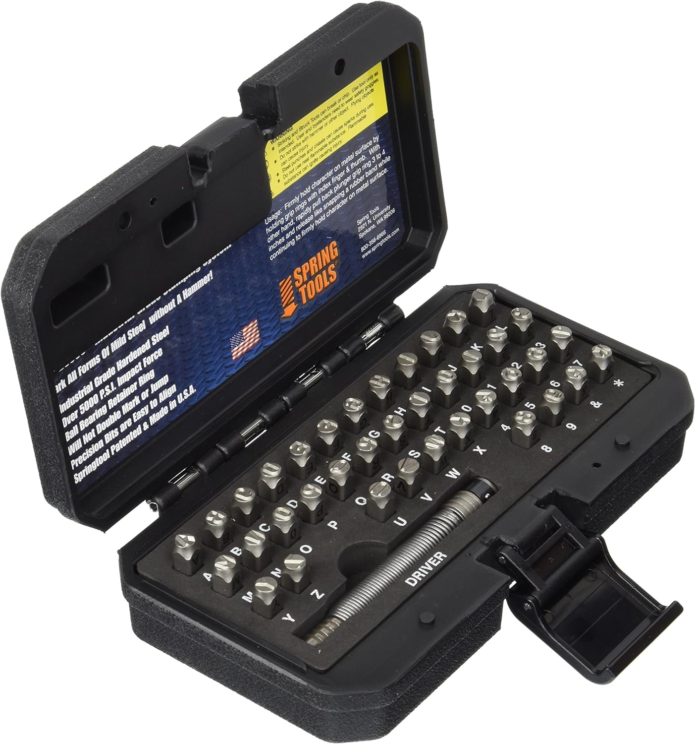 HDIDS609 Hammerless Metal Stamping Kit, 1/4" 39-Piece Alphanumeric Steel Stamps, 5000 LBS Force, A-Z, 0-9, Heavy-Duty Case, USA-Made, Number and Letter Punch