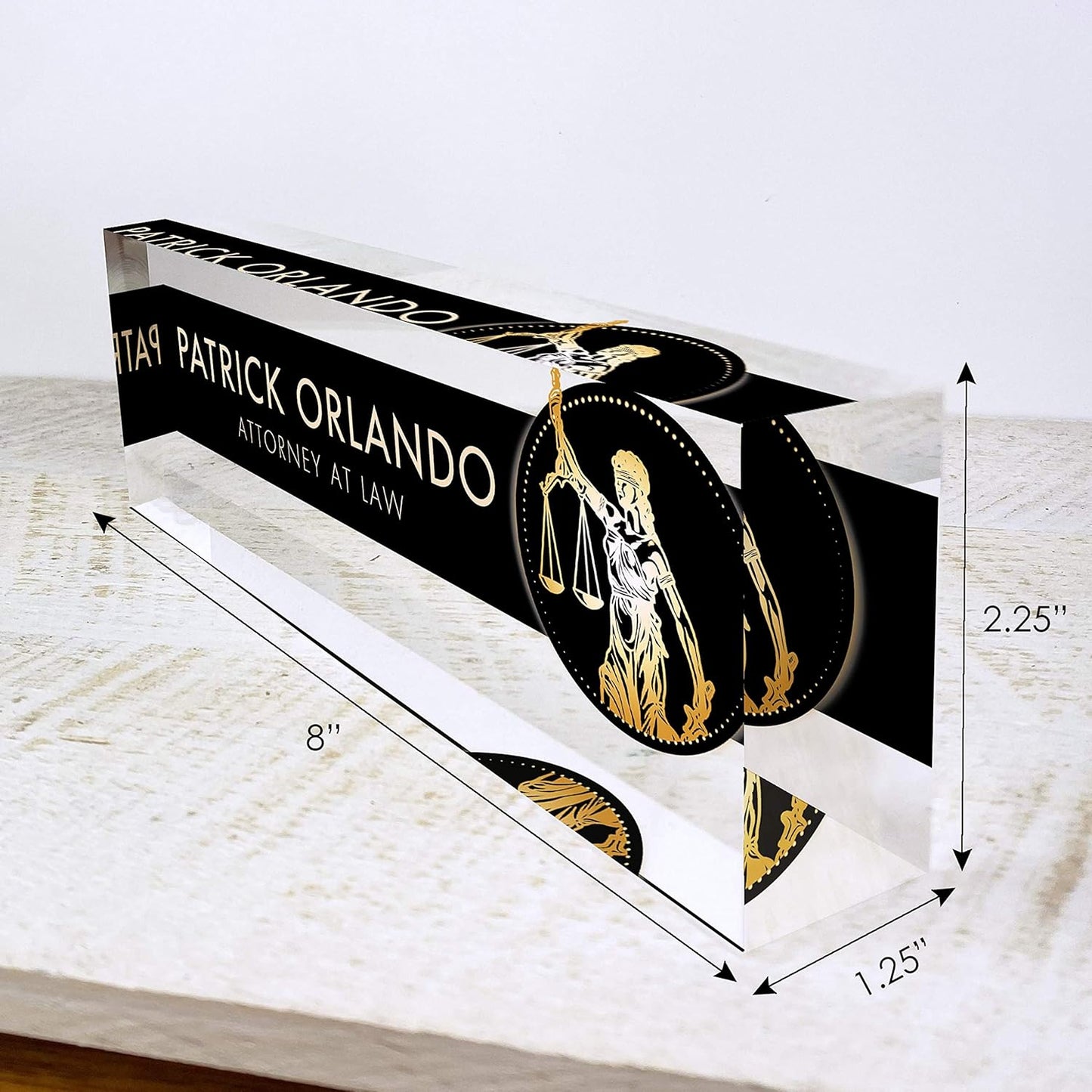 Artblox Office Desk Name Plate Personalized | Custom Name Plates for Desks | Lawyer Design On Clear Acrylic Glass | Office Desk Decor - (8" x 2.5")