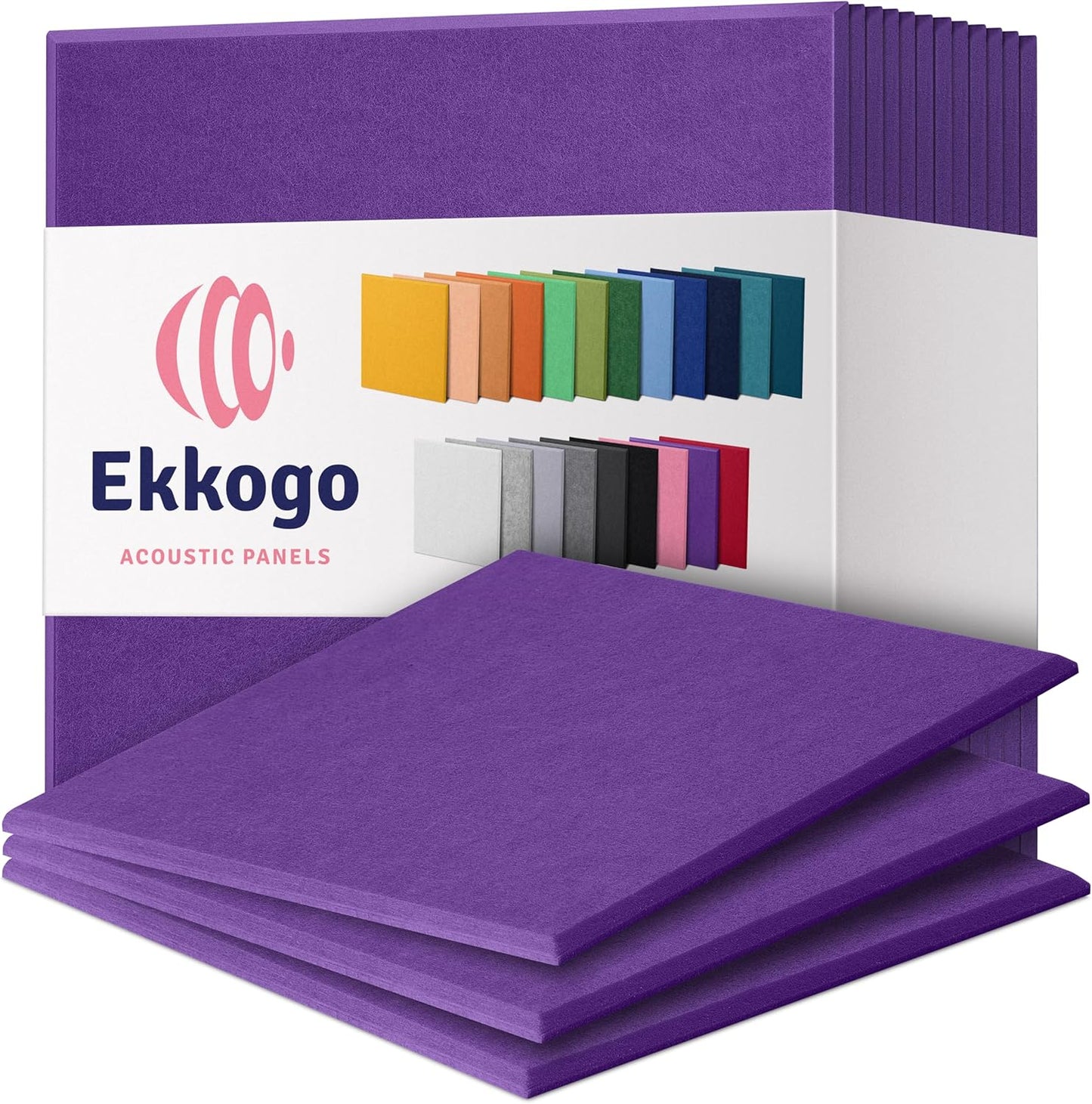 Acoustic Panels 12-Pack Soundproof Wall Panels 12"X12"X0.4" Sound Panels High Density Sound Dampening Panels - [Midnight Purple Square]