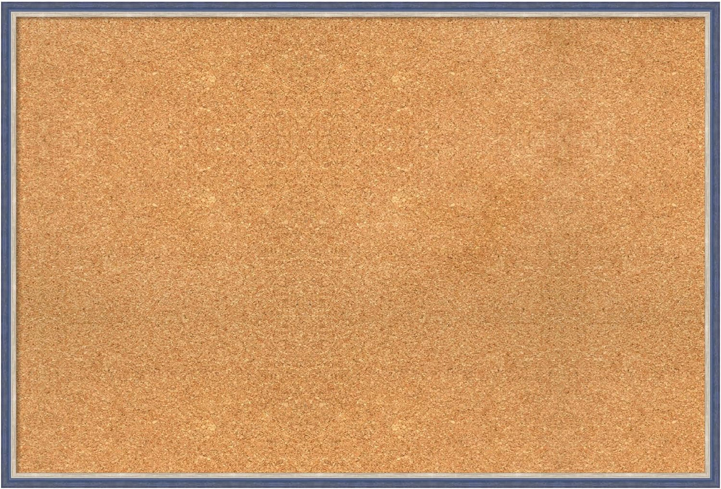 Amanti Art Natural Cork Board for Wall, 25x37 Vision Board with Blue Wood Frame, Large Corkboard Office Decor for Home Organization, Modern Contemporary Corkboard Pinboard to display items for home
