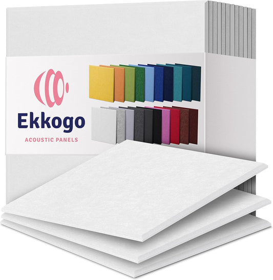 Acoustic Panels 12-Pack Soundproof Wall Panels 12"X12"X0.4" Sound Panels High Density Sound Dampening Panels - [White Square]
