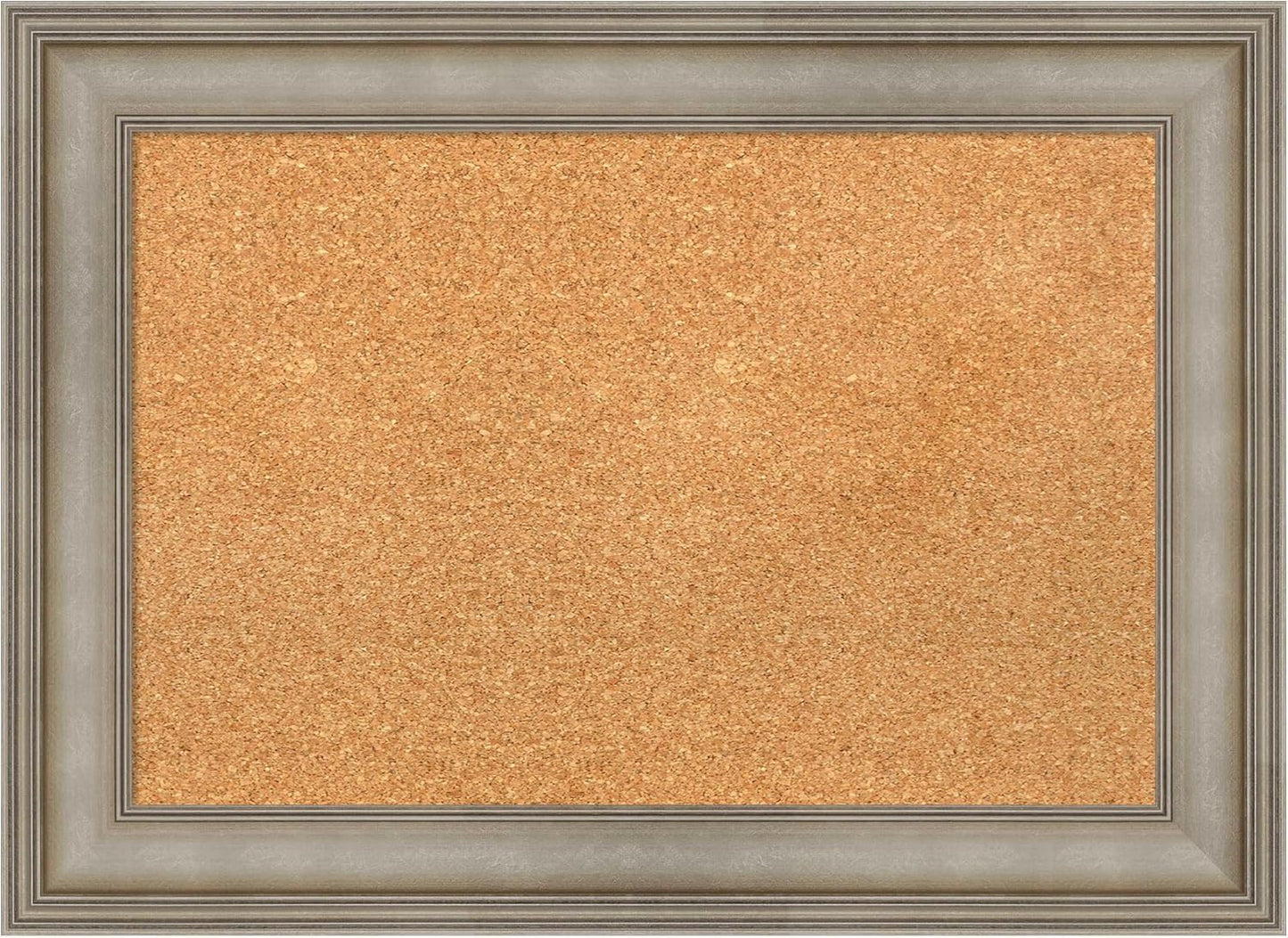 Amanti Art Natural Cork Board for Wall, 21x29 Vision Board with Silver Wood Frame, Medium Corkboard Office Decor for Home Organization, Traditional Corkboard Pinboard to Display Items for Home