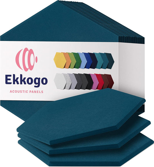 Acoustic Panels 12-Pack Soundproof Wall Panels 12"X10.4"X0.4" Sound Panels High Density Sound Dampening Panels - [Ocean Turquoise Hexagon]