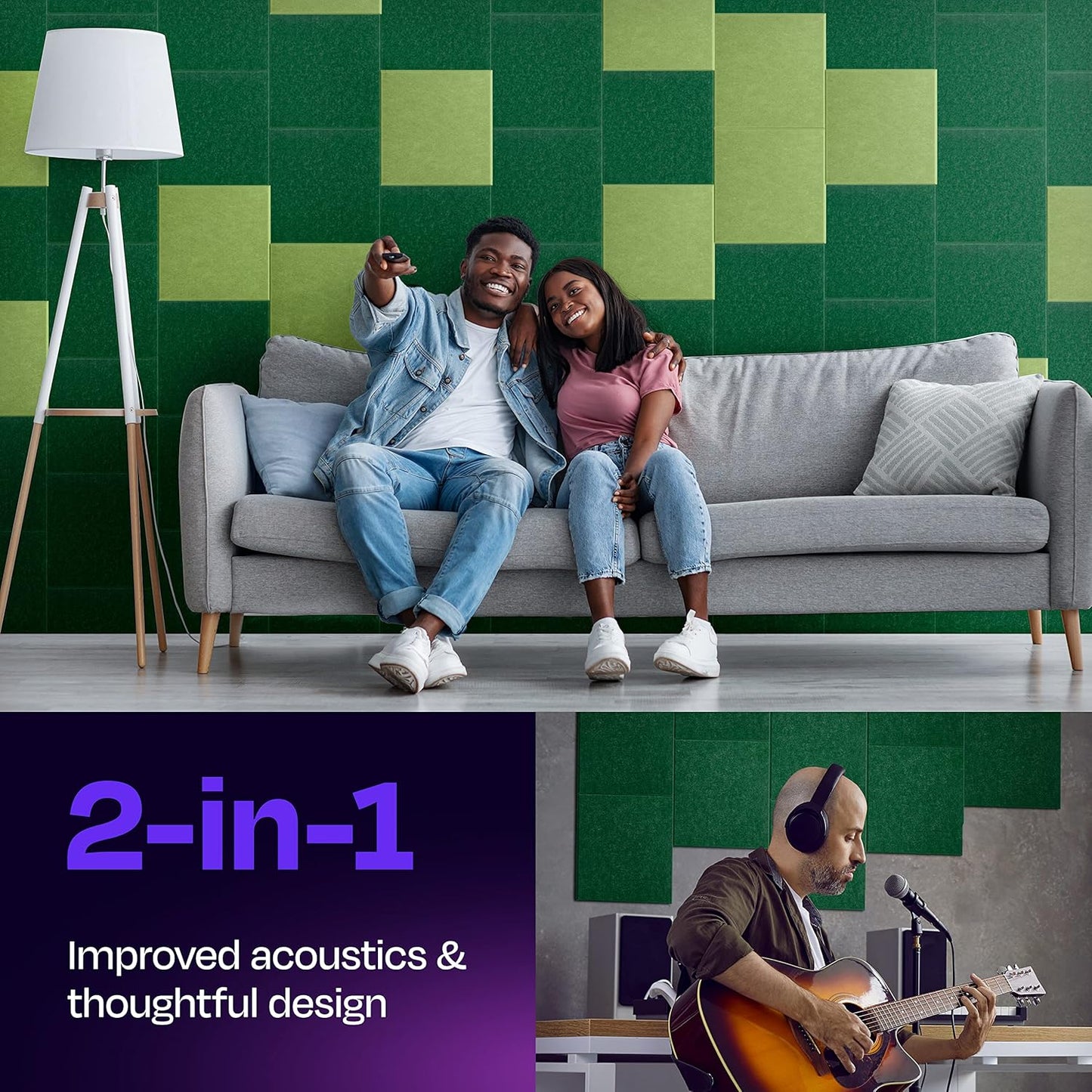 Acoustic Panels 12-Pack Soundproof Wall Panels 12"X12"X0.4" Sound Panels High Density Sound Dampening Panels - [Dark Green Square]