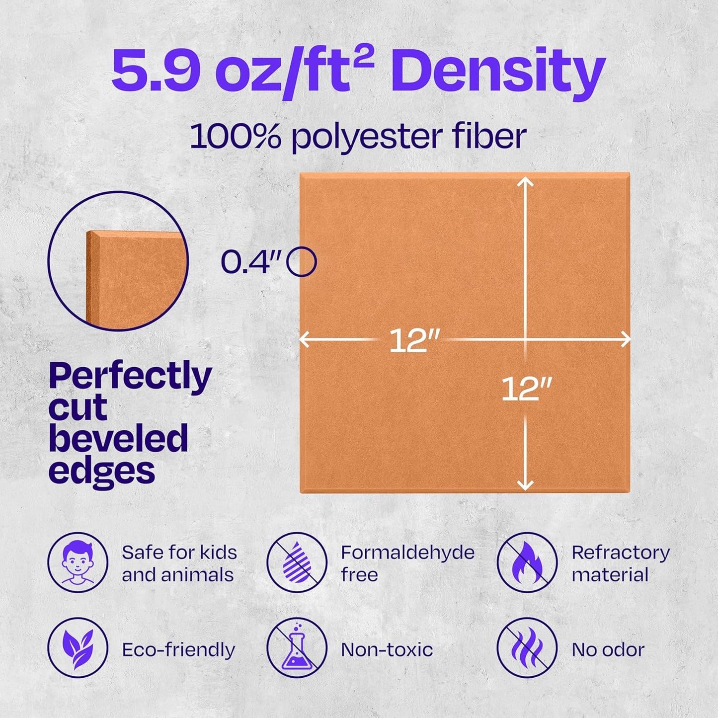 Acoustic Panels 12-Pack Soundproof Wall 12"X12"X0.4" - High Density Sound Dampening [70'S Orange Square]