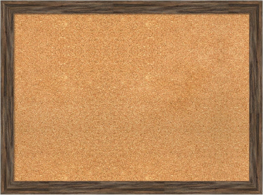 Amanti Art Natural Cork Board for Wall, 23x31 Vision Board with Brown Wood Frame, Medium Corkboard Office Decor for Home Organization, Rustic Farmhouse Corkboard Pinboard to display items for home