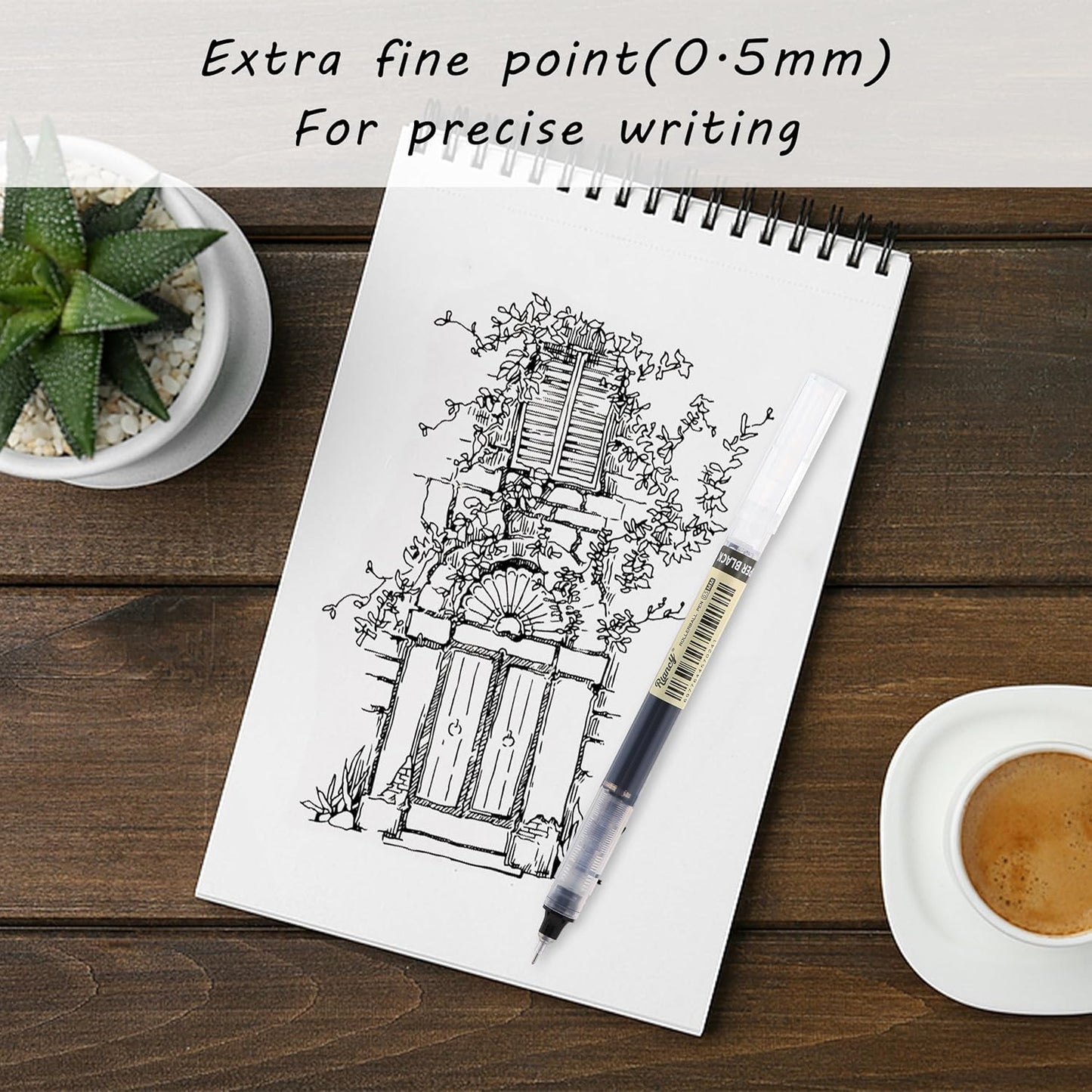 RIANCY Liquid Ink Rollerball Gel Pens, 0.5mm Extra Fine Point Tip, 24ct Assorted Colors, Smooth Writing No Smear No Bleed, Vibrant for Journaling, Drawing, Sketching, School Notes & Art Supplies