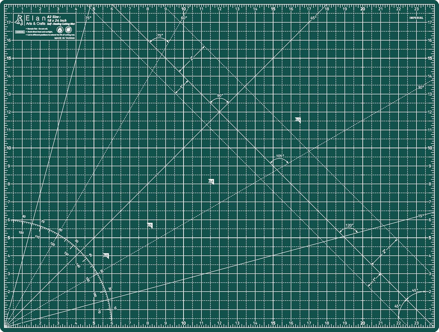 Elan Cutting Mat A2 Green, Self Healing Cutting Mat 18x24 Inch, 5-Ply Craft Board Green, Hobby Board for Crafts 18x24 Inch