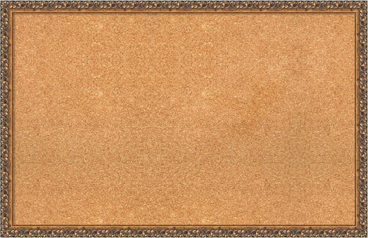 Amanti Art Natural Cork Board for Wall, 22x34 Vision Board with Bronze Frame, Large Corkboard Office Decor for Home Organization, Traditional Corkboard Pinboard to Display Items for Home Organization