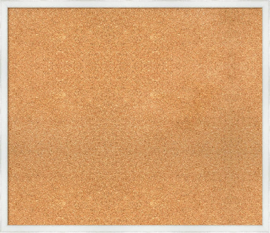 Amanti Art Natural Cork Board for Wall, 25x29 Vision Board with White Frame, Large Corkboard Office Decor for Home Organization, Country Rustic Corkboard Pinboard to Display Items for Home