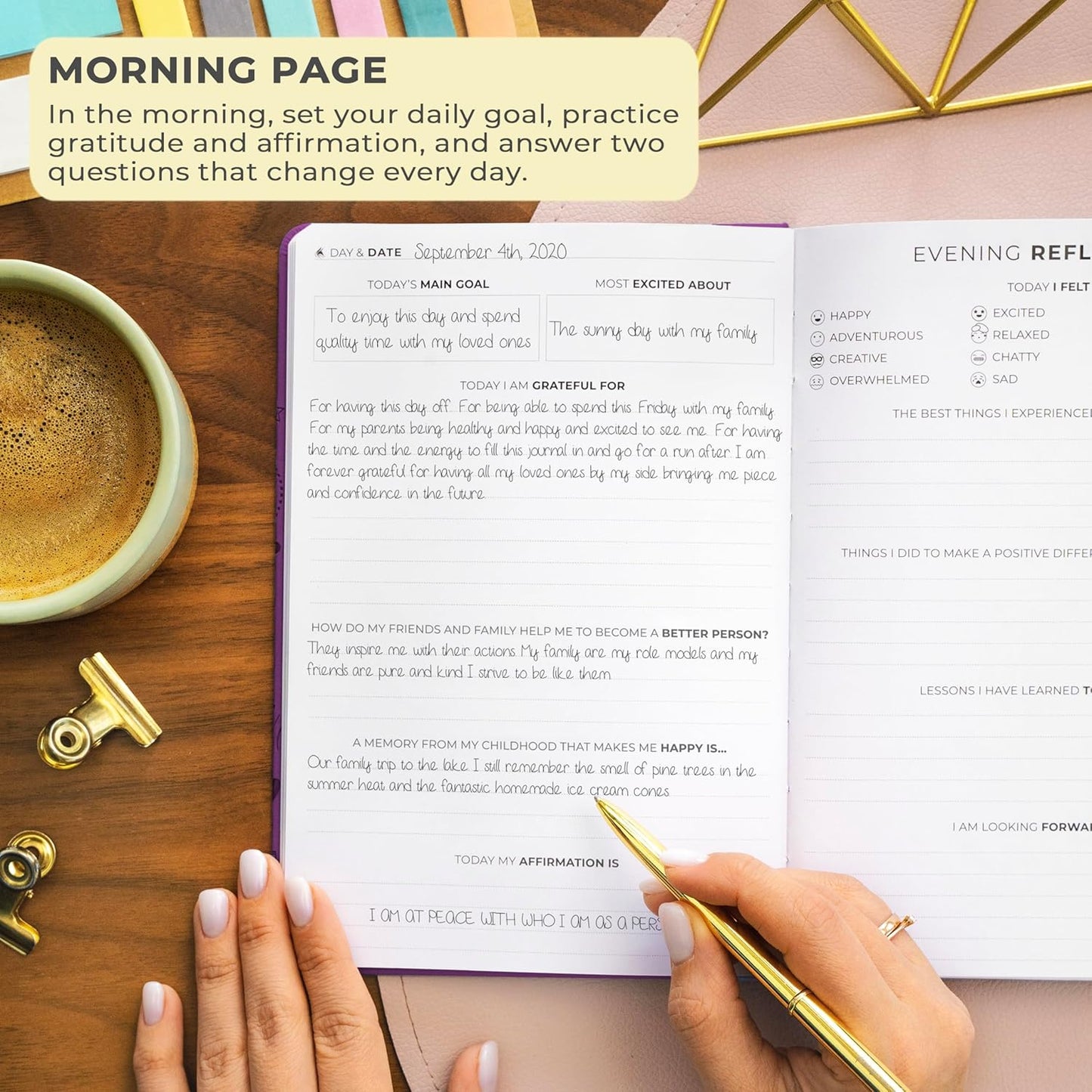 Clever Fox Gratitude Journal – Happiness, Positivity & Affirmation Daily Journal – Inspirational Daily Notebook – 3 Months, A5 (Purple)