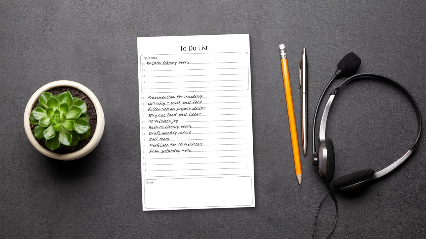 Better Office Products Mini To Do List Notepads, 5.5" x 8.5", Planning Note Pads, 50 Sheets, Daily Agenda Productivity Checklist Organizer, 100 Total Sheets (2 Pack)