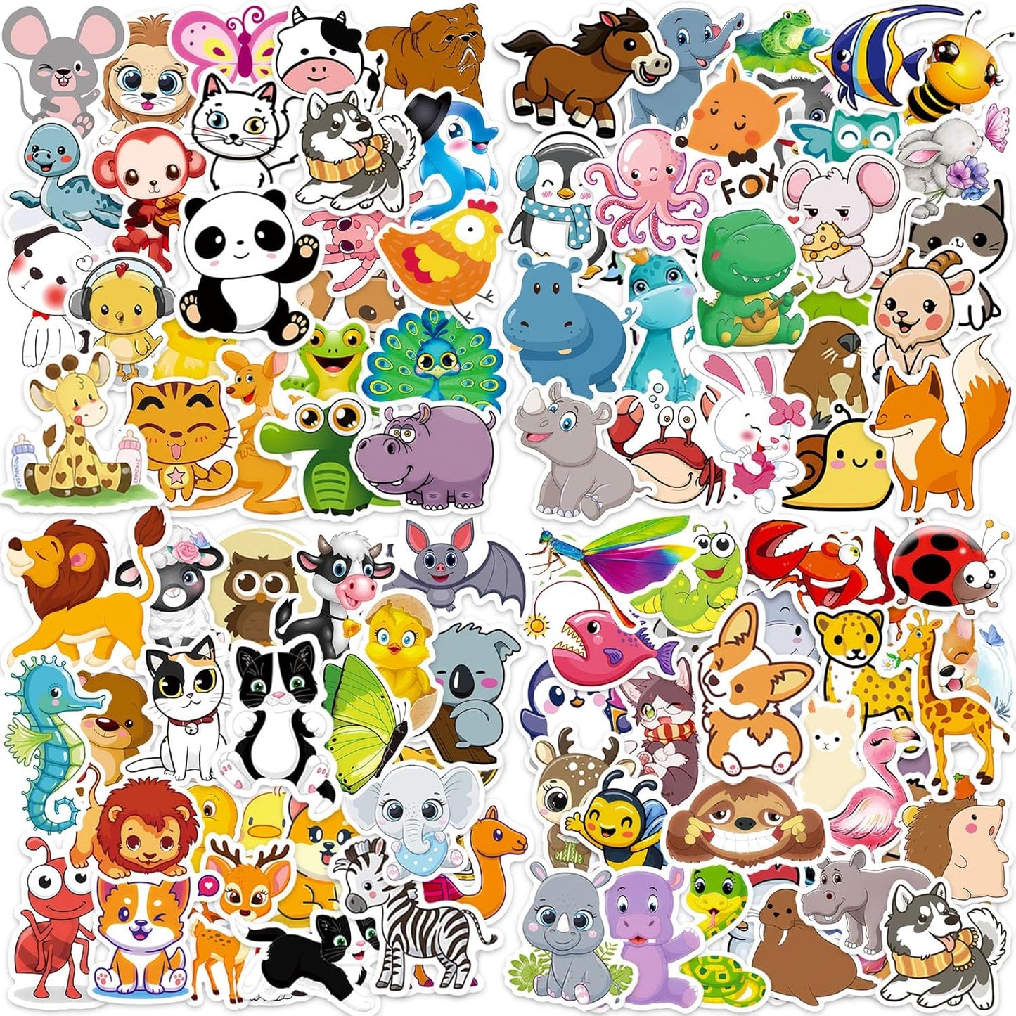Water Bottle Stickers 200 Pcs Cute Animal Sticker Pack, Teacher Reward Prizes for Kids Classroom, Waterproof Vinyl Stickers for Water Bottles Scrapbook Journal Tablet Kindle Laptop Diary Scooters etc