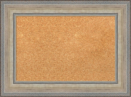 Amanti Art Natural Cork Board for Wall, 17x23 Vision Board with Silver Wood Frame, Small Corkboard Office Decor for Home Organization, Traditional Corkboard Pinboard to Display Items for Home