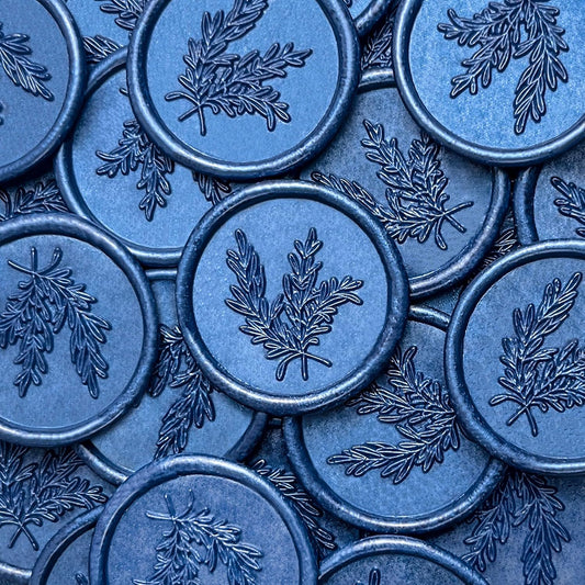 50Pcs Wax Seal Stickers Handmade Envelope Seals Self Adhesive Wax Stickers for Wedding Party Invitations, Envelope, Gift Wrap, Christmas(Rosemary Style, Blue)