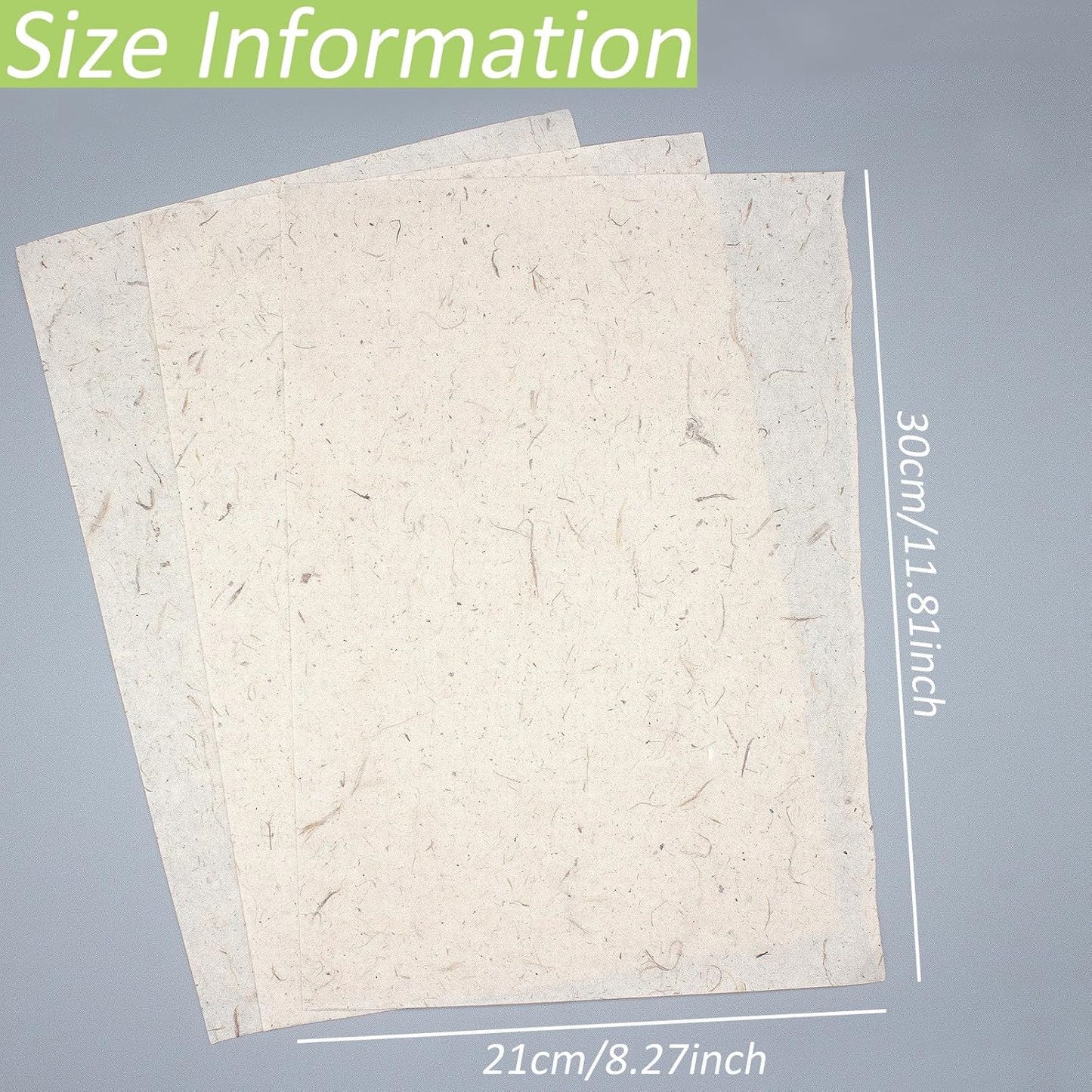 Benvo 50 Sheets A4 Natural Mulberry Paper Visible Leaves Fiber Rice Paper Printable Decoupage Tissue Paper Sheets for Writing, Painting, Card Making, DIY Crafts(8.3x11.7in, Semi Transparent Jute)