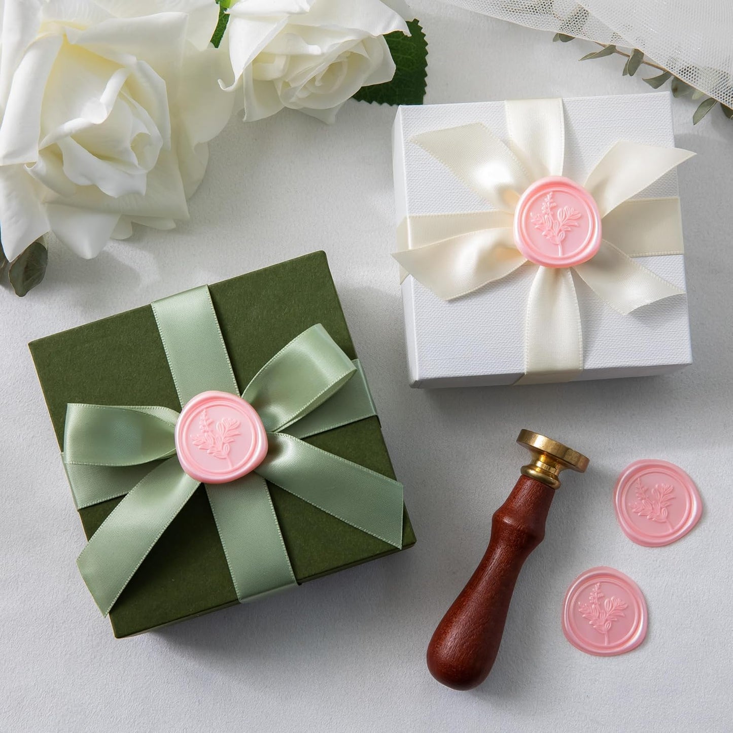 60 Pcs Pink Wax Seal Stickers, Wedding Invitation Accessories Envelope Stickers - Peferct for Wedding Accessories, Gift Box Craft Wrapping, Christmas Cards Envelope Seals