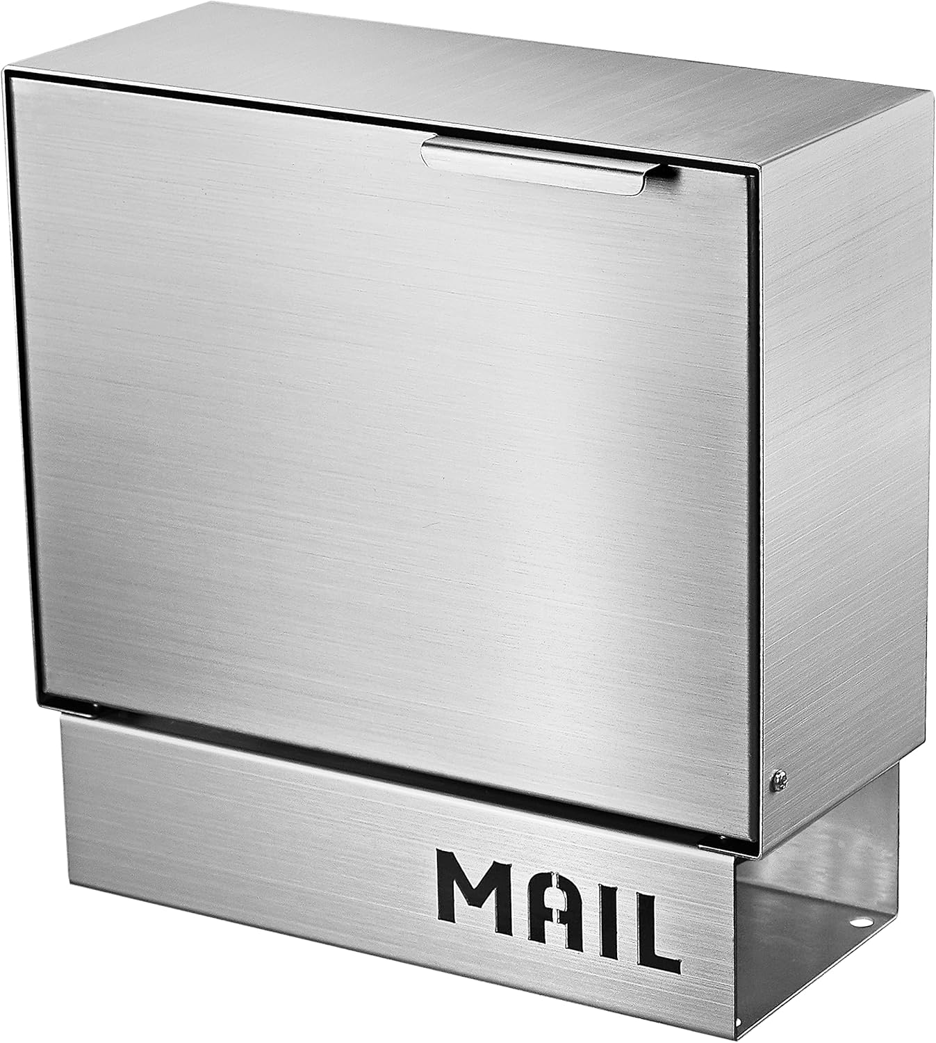 Pochar Stainless Steel Mailbox for Walls, Heavy Duty Wall Mounted Mailbox with Newspaper Holder - 11'' x 4.5'' x 11.50'' Silver Rust Proof Steel Dropbox(Silver)