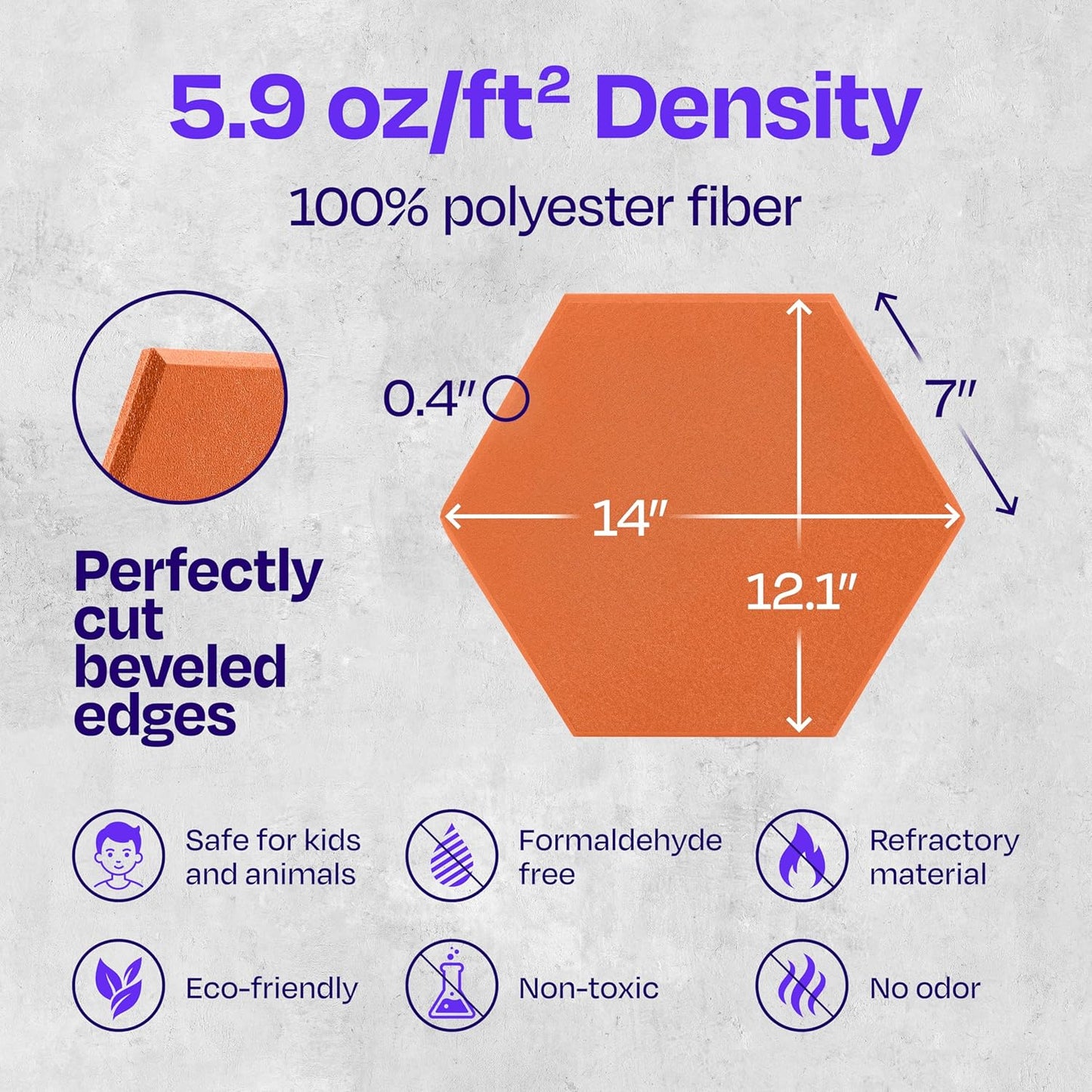 Acoustic Panels 12-Pack Soundproof Wall Panels 14"X12.1"X0.4" Sound Panels High Density Sound Dampening Panels - [Poppy Orange Hexagon]