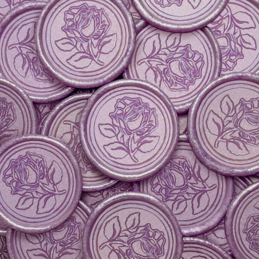 25Pcs Wax Seal Stickers Handmade Envelope Seals Self Adhesive Wax Stickers for Wedding Party Invitations, Envelope, Gift Wrap, Christmas(Rose Style, Lilac Purple)