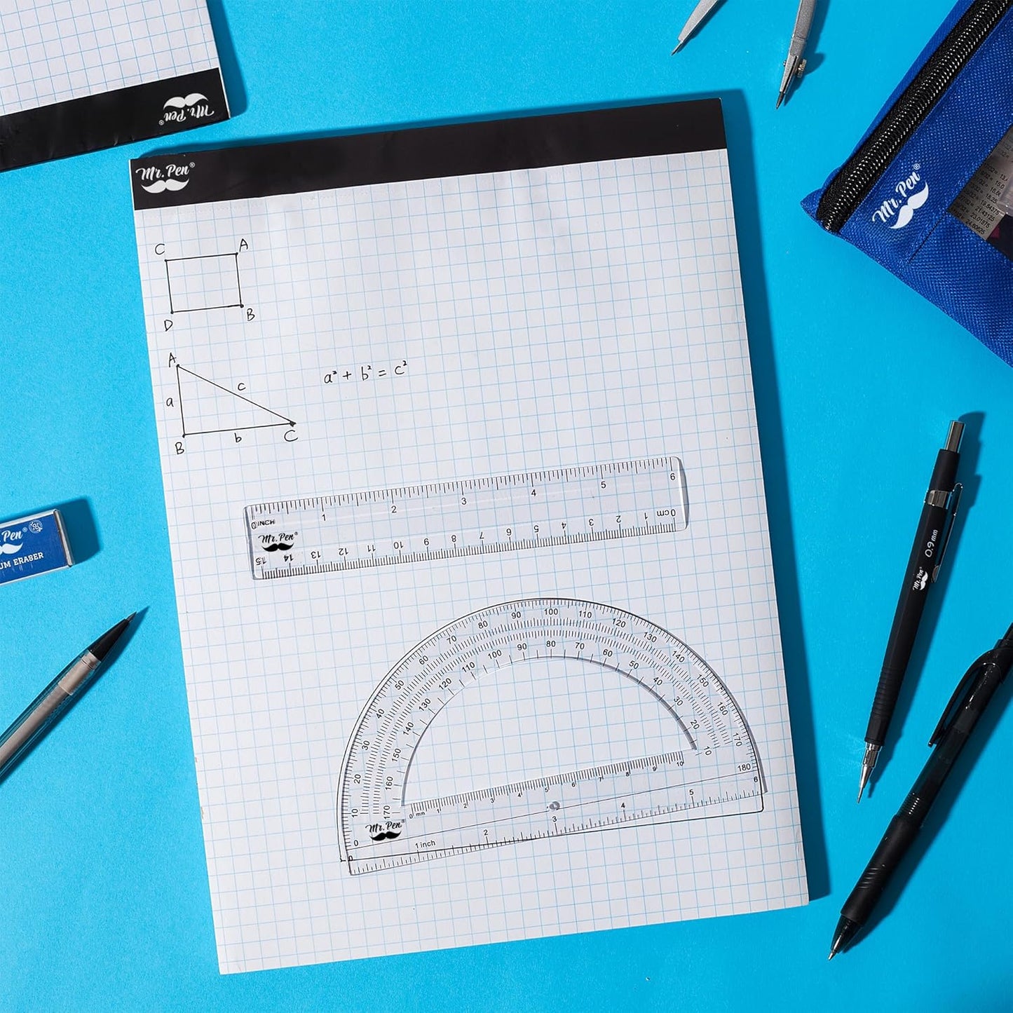 Mr. Pen- Graph Paper, 2 Pack o 55 Sheets, 8.5"x11", 4x4 (4 Squares Per Inch), Graphing Paper, Grid Paper Pad, Math Graph Paper Pad, Drafting Paper, Computation Pads, Square Paper, Math Paper