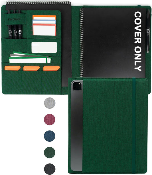 Sturdy Planner Cover for Rocketbook Smart Notebook - Water-Resistant Fabric Padfolio, Business Padfolio with Firm Writing Surface, Fits 8.5 x 11 Letter Size, Rocketbook Accessories (Green)