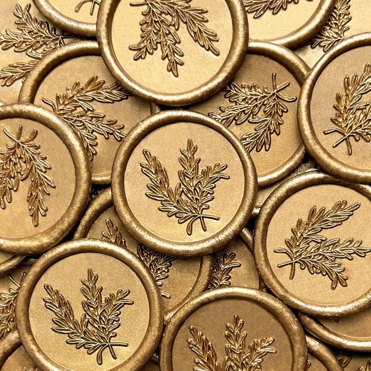 50Pcs Wax Seal Stickers Handmade Envelope Seals Self Adhesive Wax Stickers for Wedding Party Invitations, Envelope, Gift Wrap, Christmas(Rosemary Style, Bronze)