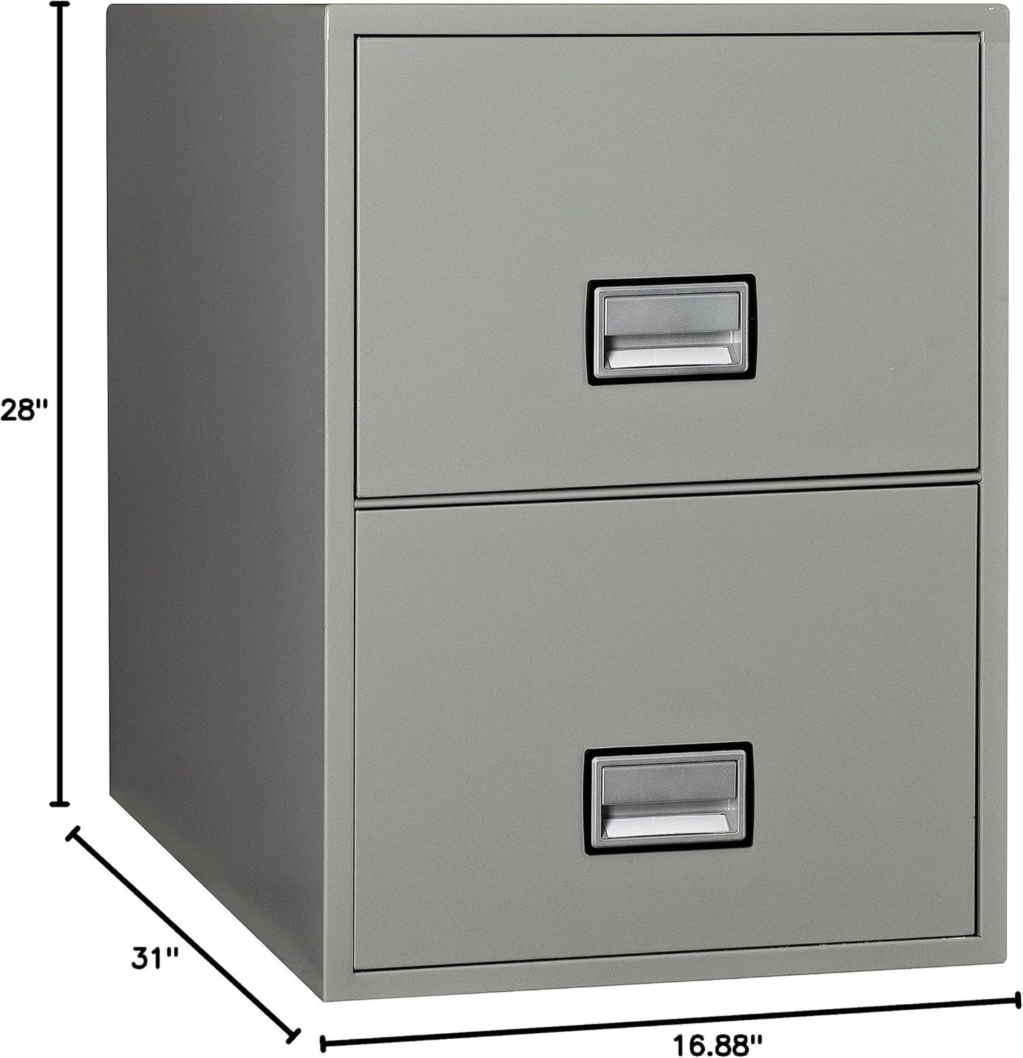31 inch 2-Drawer Vertical Fireproof File Cabinet – Letter Size Filing – Key Lock – Water Resistant Seal – Fire and Impact Rated – Light Gray Finish – Model LTR2W31LG