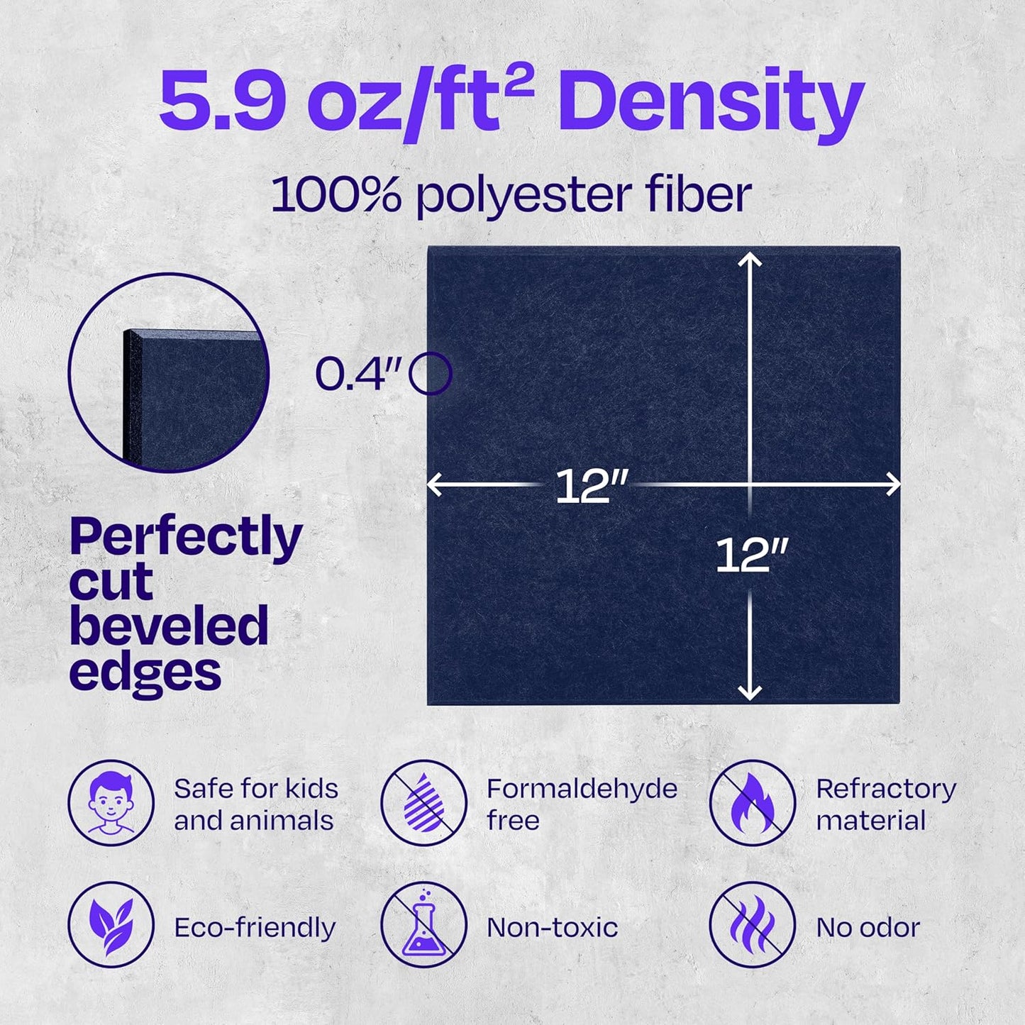 Acoustic Panels 12-Pack Soundproof Wall Panels 12"X12"X0.4" Sound Panels High Density Sound Dampening Panels - [Denim Blue Square]
