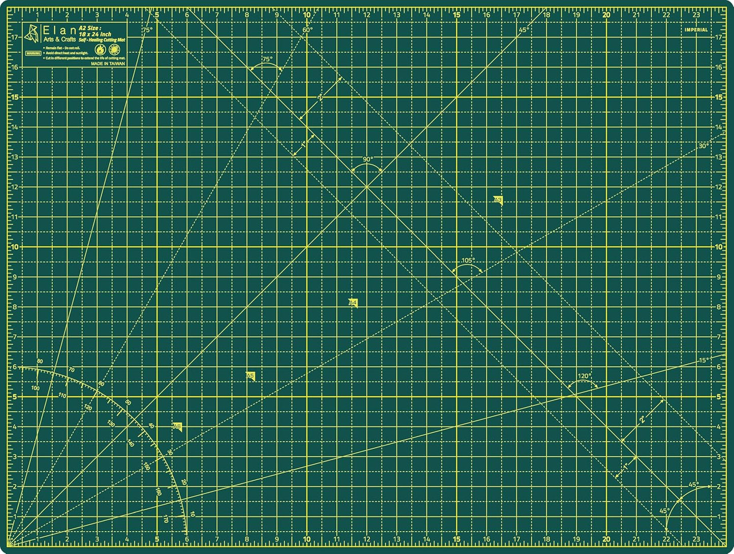 Elan Cutting Mat A2 Green, Self Healing Cutting Mat 18x24 Inch, 5-Ply Craft Board Green, Hobby Board for Crafts 18x24 Inch