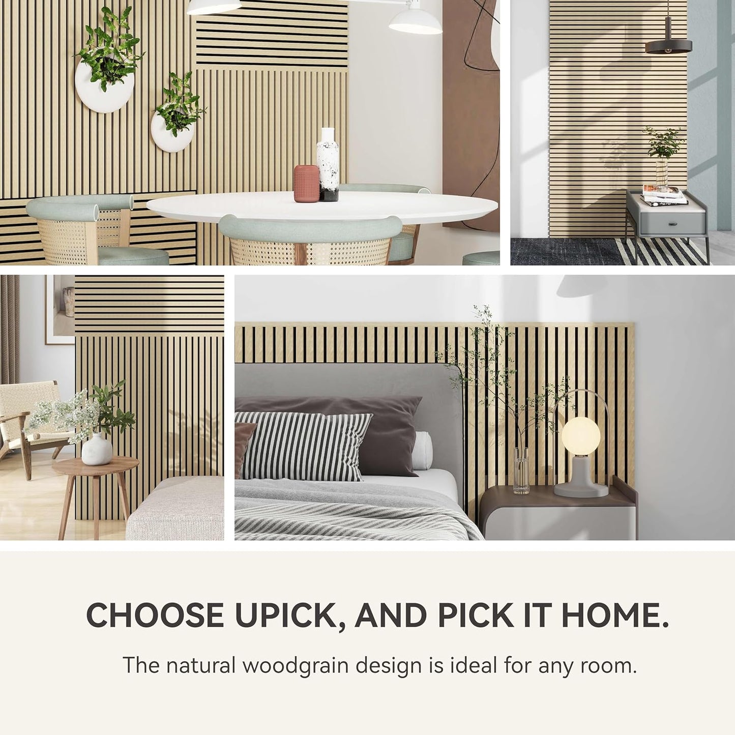 Upick MDF Acoustic Wall Panels Sound Absorbing, 4 Pack 48 x 24 inch Sound Proof Foam Wall Panels & Wood Slat Wall Panels for Interior Wall Decor, Oak