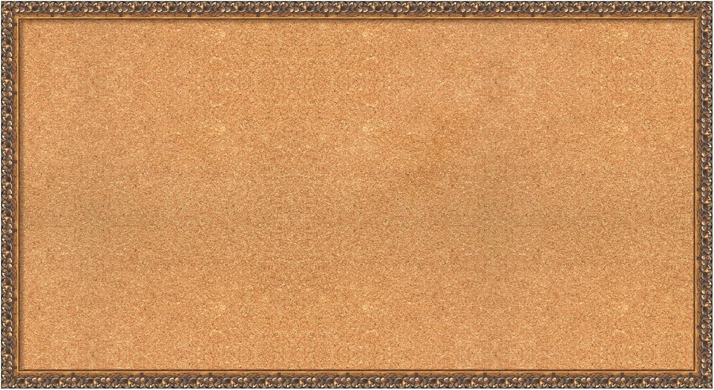Amanti Art Natural Cork Board for Wall, 24x44 Vision Board with Bronze Frame, Oversize Corkboard Office Decor for Home Organization, Traditional Corkboard Pinboard to Display Items for Home