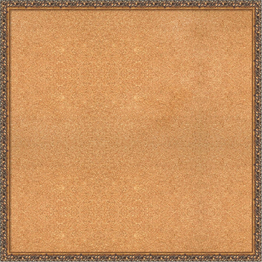 Amanti Art Natural Cork Board for Wall, 32x32 Vision Board with Bronze Frame, Large Corkboard Office Decor for Home Organization, Traditional Corkboard Pinboard to Display Items for Home Organization