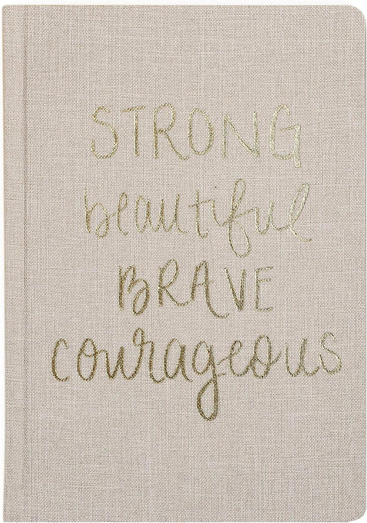 Sweet Water Decor Cute Motivational Lined Composition Notebook for Women, 100 Ruled Pages for Writing, Diary with Fabric Inspirational Cover (Strong Beautiful Brave Courageous)