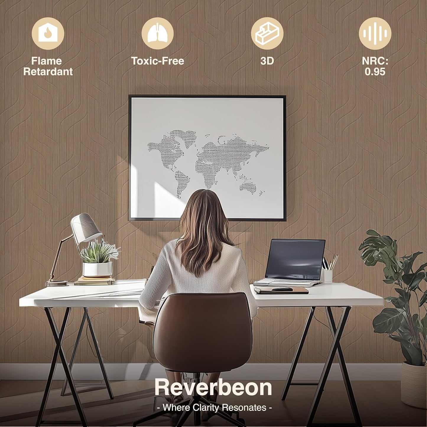 6 PCS Acoustic Panels, 23.6x23.6 Inch Sound Absorbing Panels, Decorative Acoustic Wall Panels for Recording and Home Studio, Office with Double-Sided Adhesive Tape