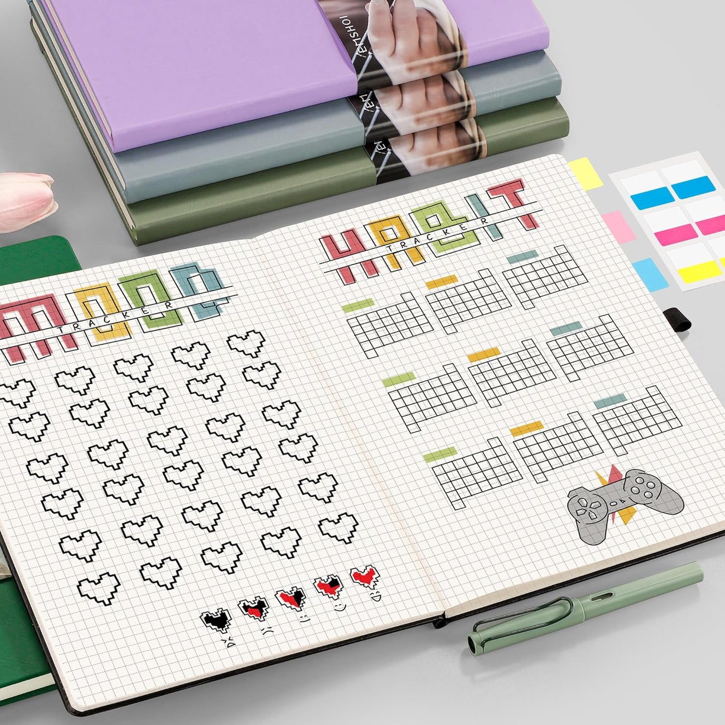 EMSHOI Graph Paper Notebook, 8.5" x 11" Hardcover Leather Journal for Women Men, 192 Pages 100 GSM Grid Paper A4 Large Journals for Writing, Graph Notebook for Work, Graphing, Engineering, GrayBlue